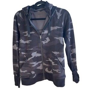 ATHLETA  Triumph Camo Hoodie zip jacket Medium #511504  thumb holes